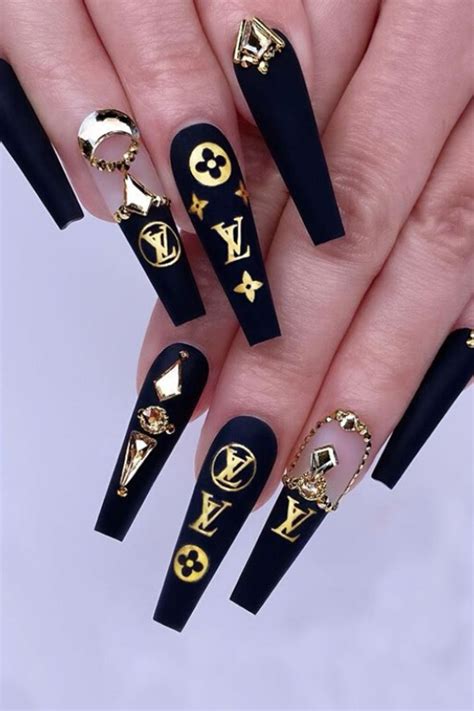 louis vuitton nails black|Louis Vuitton acrylic nails.